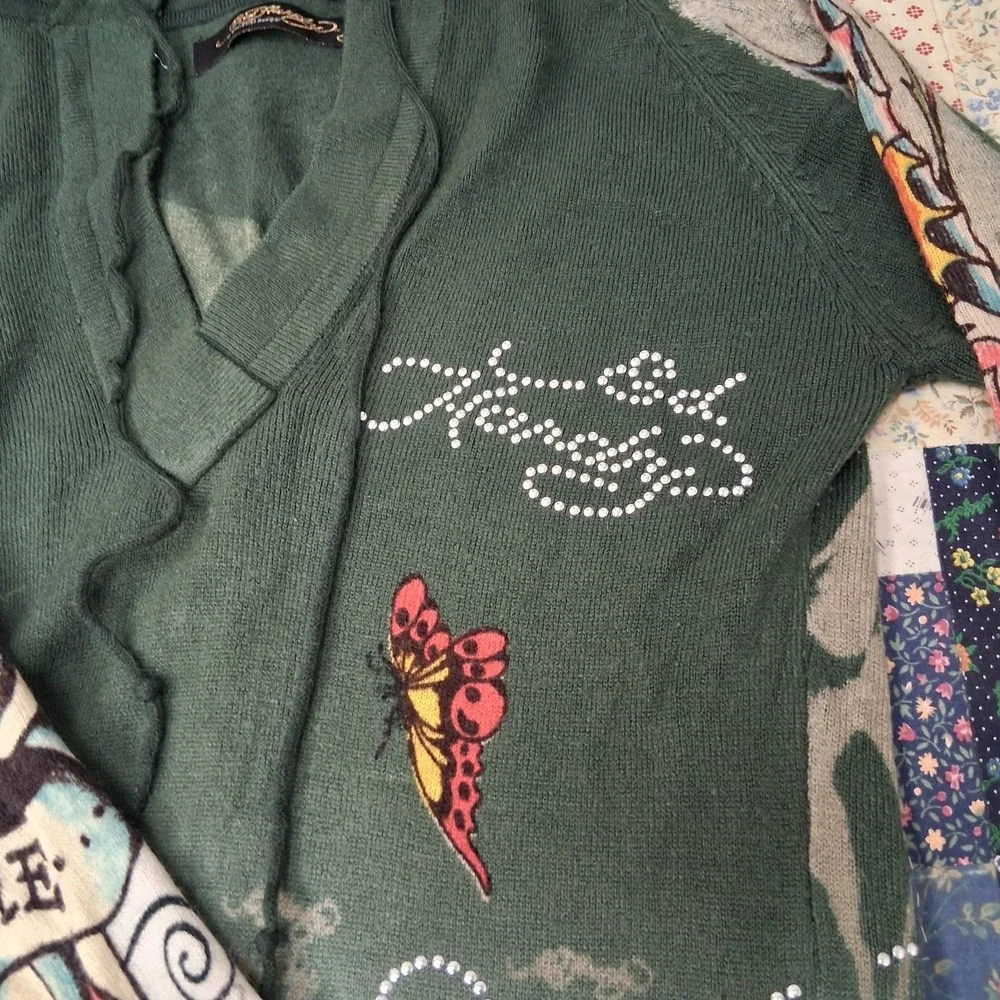 Vintage Y2K Ed Hardy Christian Audigier Hooded Pullover Sweater Love Kills Slowl